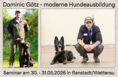 Seminar mit Dominic Götz - moderne Hundeausbildung am 30.+31.05.2026 Seminar mit Dominic Götz - moderne Hundeausbildung am 30.+31.05.2026